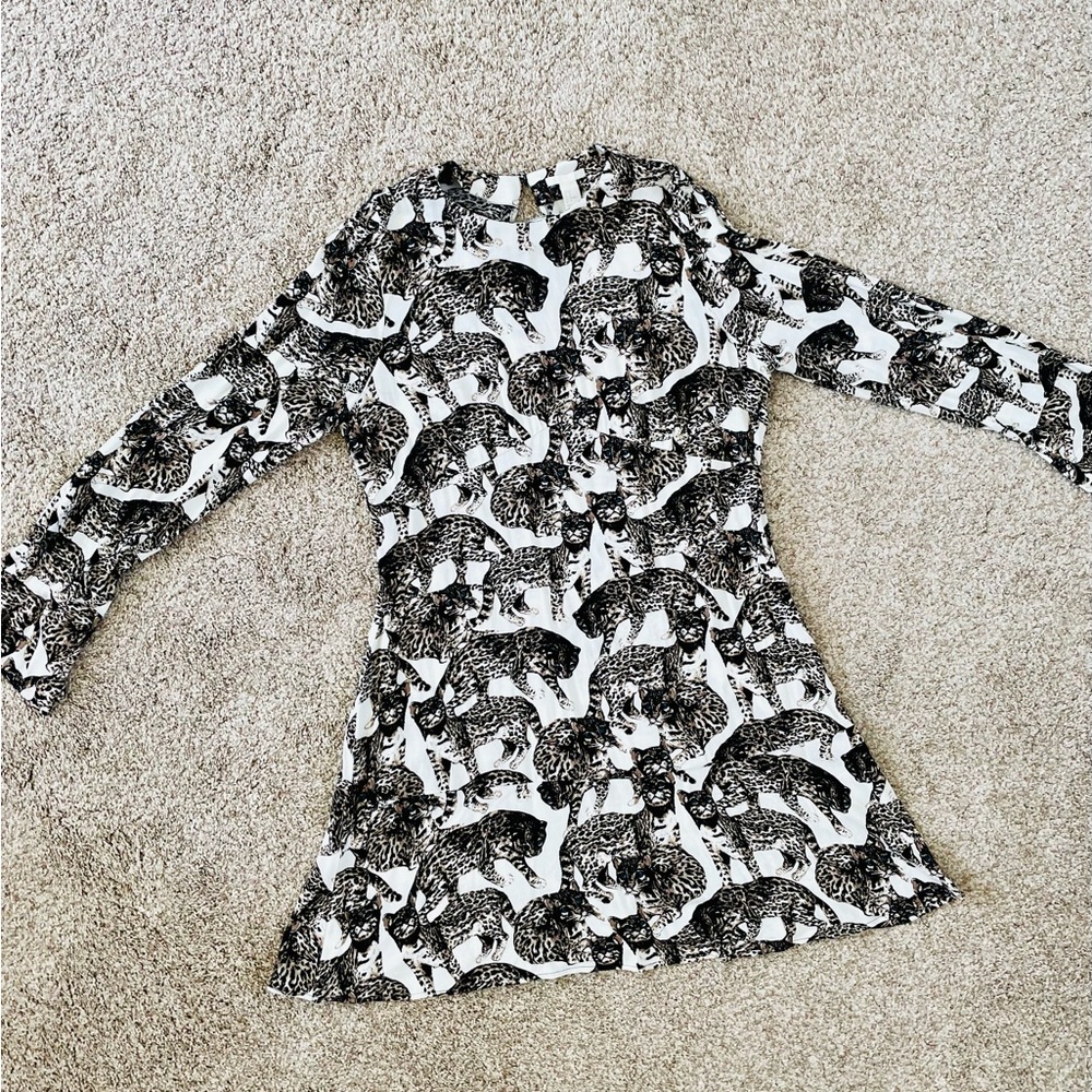 Leopard Print Long Sleeve Dress